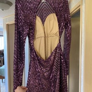Backless purple sequin dress